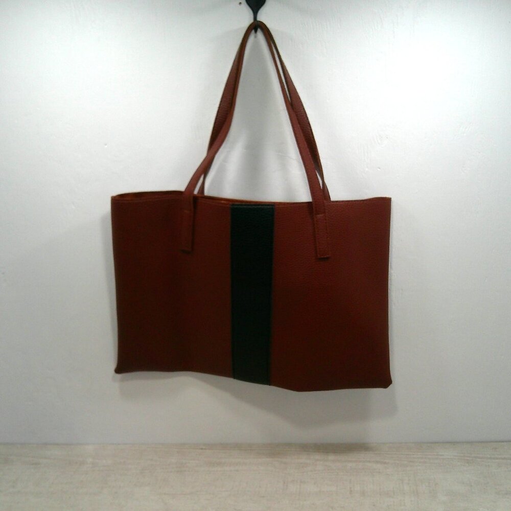 Vince Camuto Luck Tote Bag Vegan Pebbled Leather Red Desert Stripe Work Laptop - Picture 2 of 10